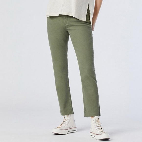 MAVI Green Raw Hem Crop Jeans, Cropped Denim Pants, Straight Leg Jeans SZ S - Picture 3 of 3